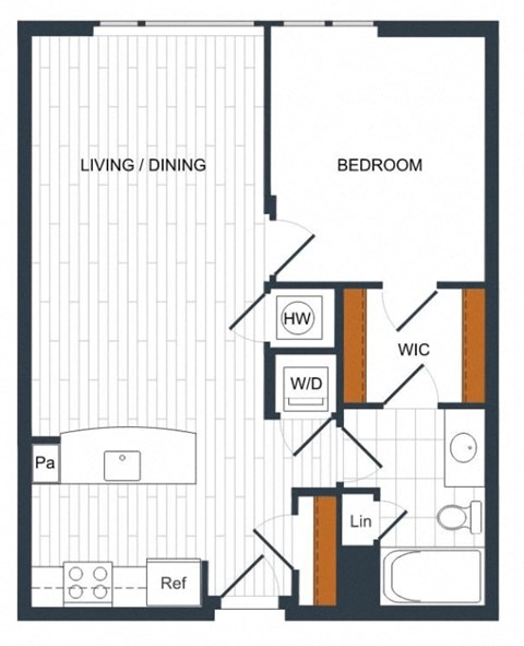 a blueprint of a floor plan with a bedroom and a living room